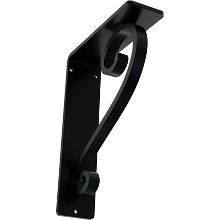 Ekena Millwork Edwards Wrought Iron Bracket, (Triple center brace), Powder Coated Black 2"W x 5 1/2"D x 8"H BKTM02X05X08TED